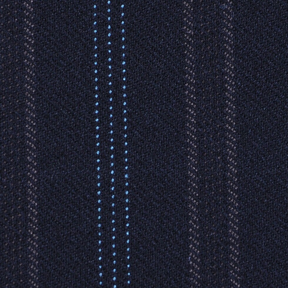 1 Yard Italian Wool Blend Suiting Fabric Black Brown and Baby Blue Striped Tailored 54 inch Width
