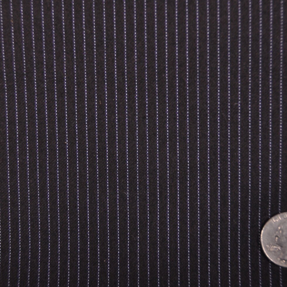 1 Yard Black Brown Purple and White Striped Wool Suiting Fabric 55 inch Width