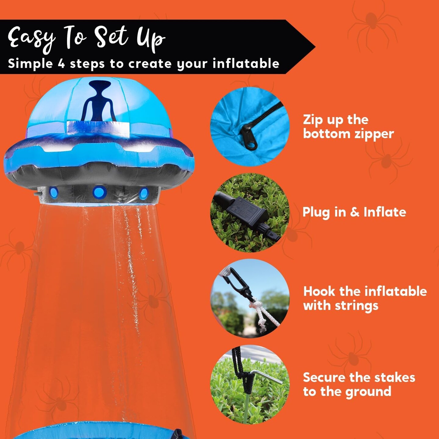6 FT Tall Halloween Inflatable UFO Outdoor Decoration with Built-in LEDs (blue)