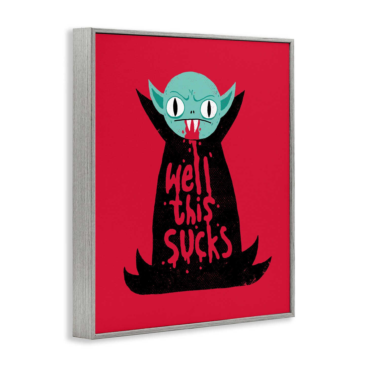 Well This Sucks Vampire Drinking Blood Witty Phrase Framed Giclee Art
