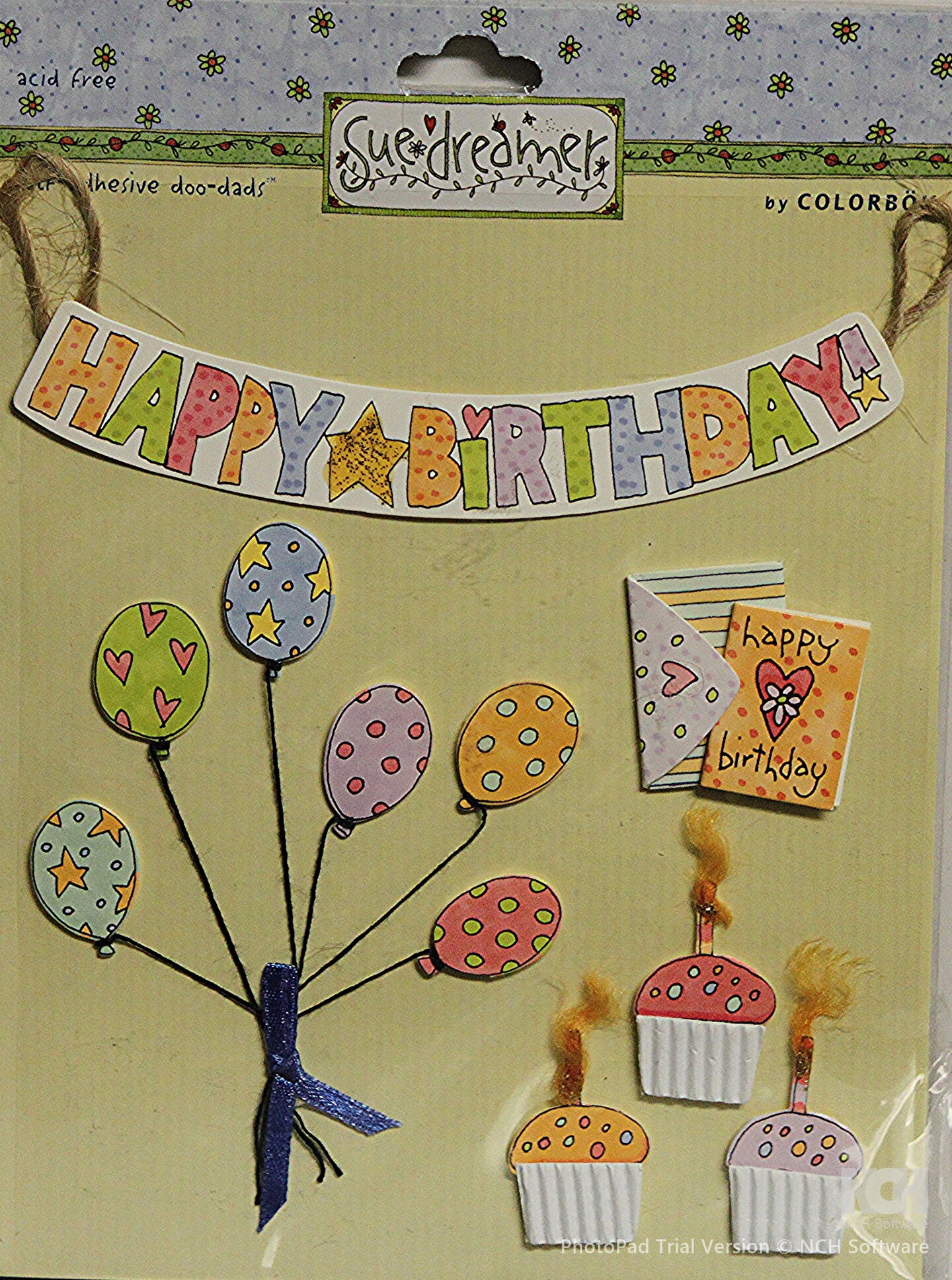 Colorbok Sue Dreamer Birthday Decorations Dimensional Stickers
