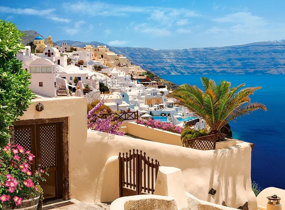 2000 Piece Jigsaw Puzzle, Santorini, Greece, Aegean Sea, Touristic place, Travel jigsaw puzzles, Holiday place, Mediterranean, Adult Puzzle, Castorland C-200672-2