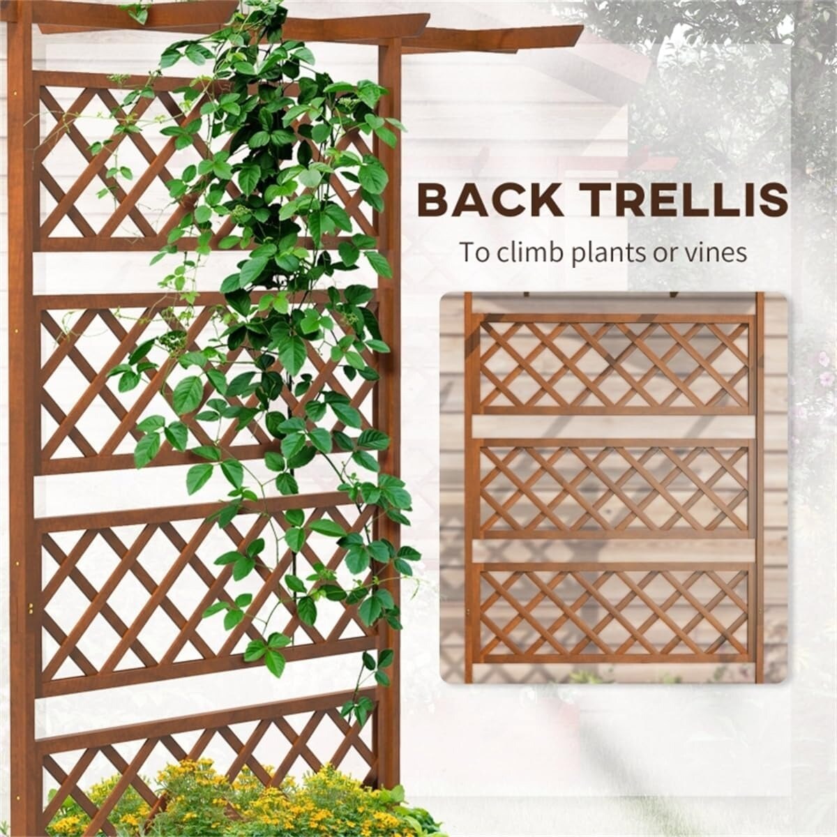 3-in-1 Fence Hanging Basket Flower Planter Box with Trellis