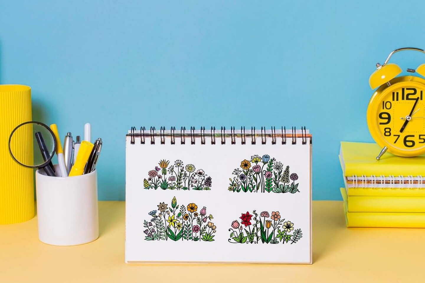 4 PCS Flowers Background Clear Stamps for Card Making, Daisy Flowers Rubber Stamps Florial Scenery Transparent Stamp Seal for Crafting DIY Scrapbooking Photo Album Decorations