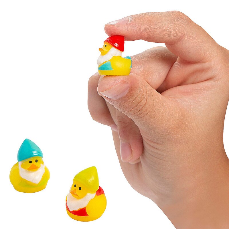 1/2&#x22; Micro Brightly Colored Gnome Rubber Ducks 24 Pieces