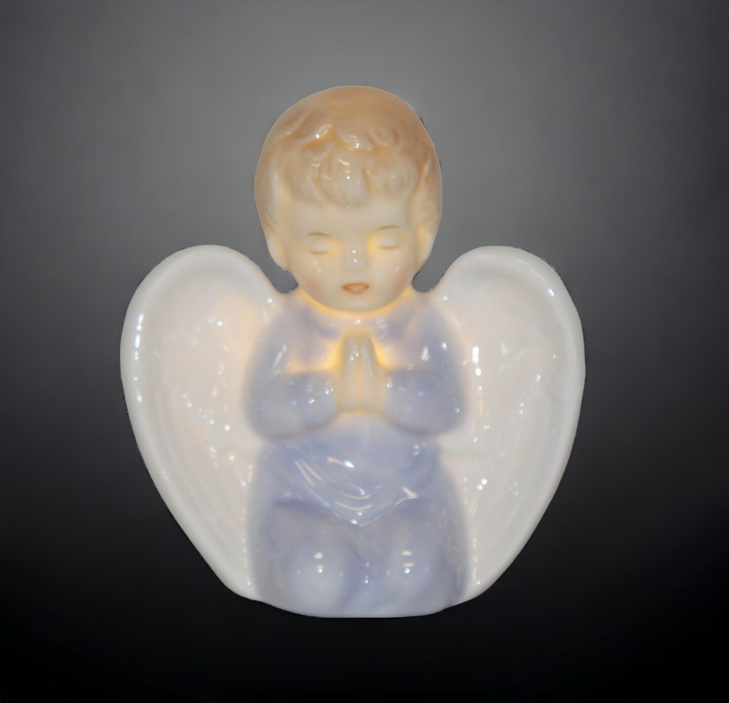 Ceramic Praying Angel Boy Led Night Light, Home D&#xE9;cor, Religious D&#xE9;cor, Religious Gift, Church D&#xE9;cor, Baptism Gift