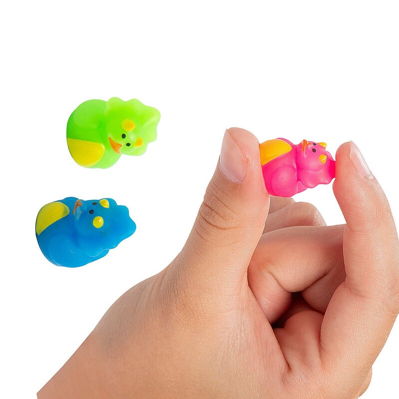 3/4&#x22; Micro Brightly Colored Dinosaur Rubber Ducks 24 Pieces
