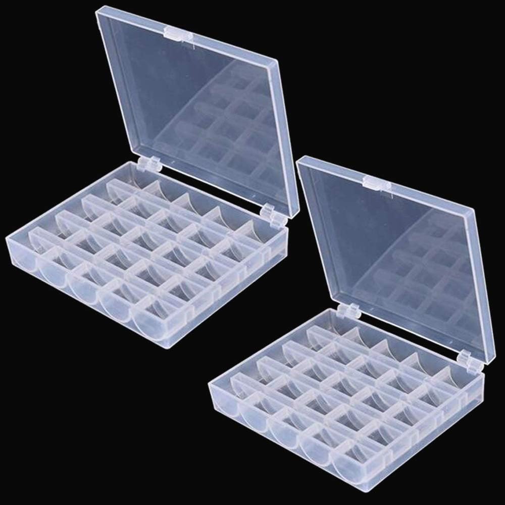 2pcsBobbin Box Organizer,25 Grid Plastic Bobbin Storage Boxes for Sewing bobbins,Quilting Accessories