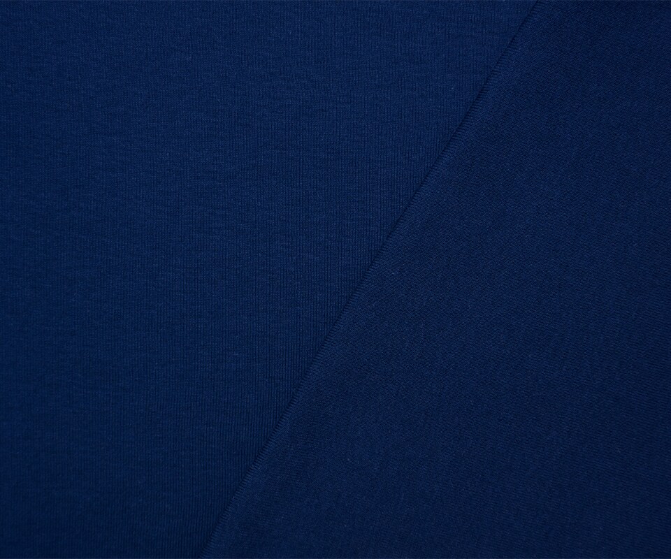 Navy Blue Organic Cotton Solid 1X1 Rib Knit Fabric By the Yard