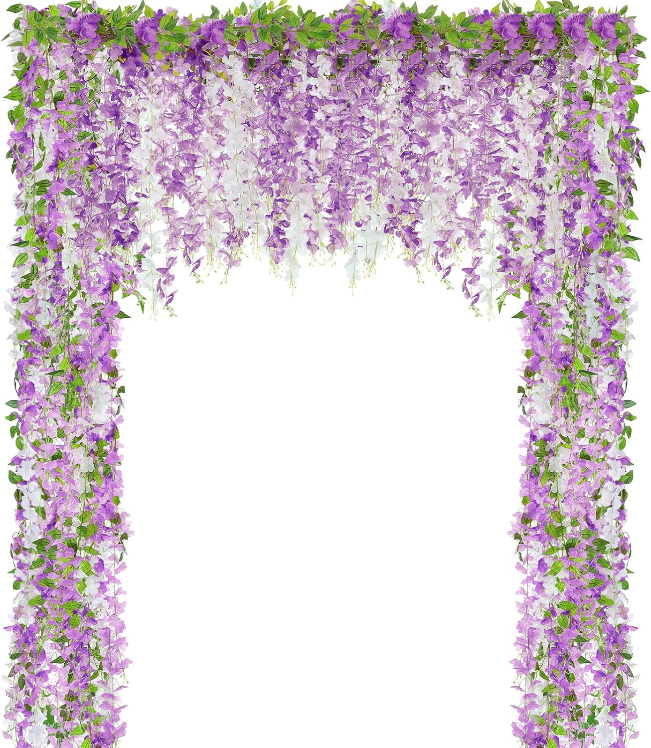 Wisteria Artificial Flowers Garland, 7.2Ft/Piece Wisteria Hanging Flowers Garland for Wedding Arch Decoration Outdoor Ceremony Home Backdrop Garden