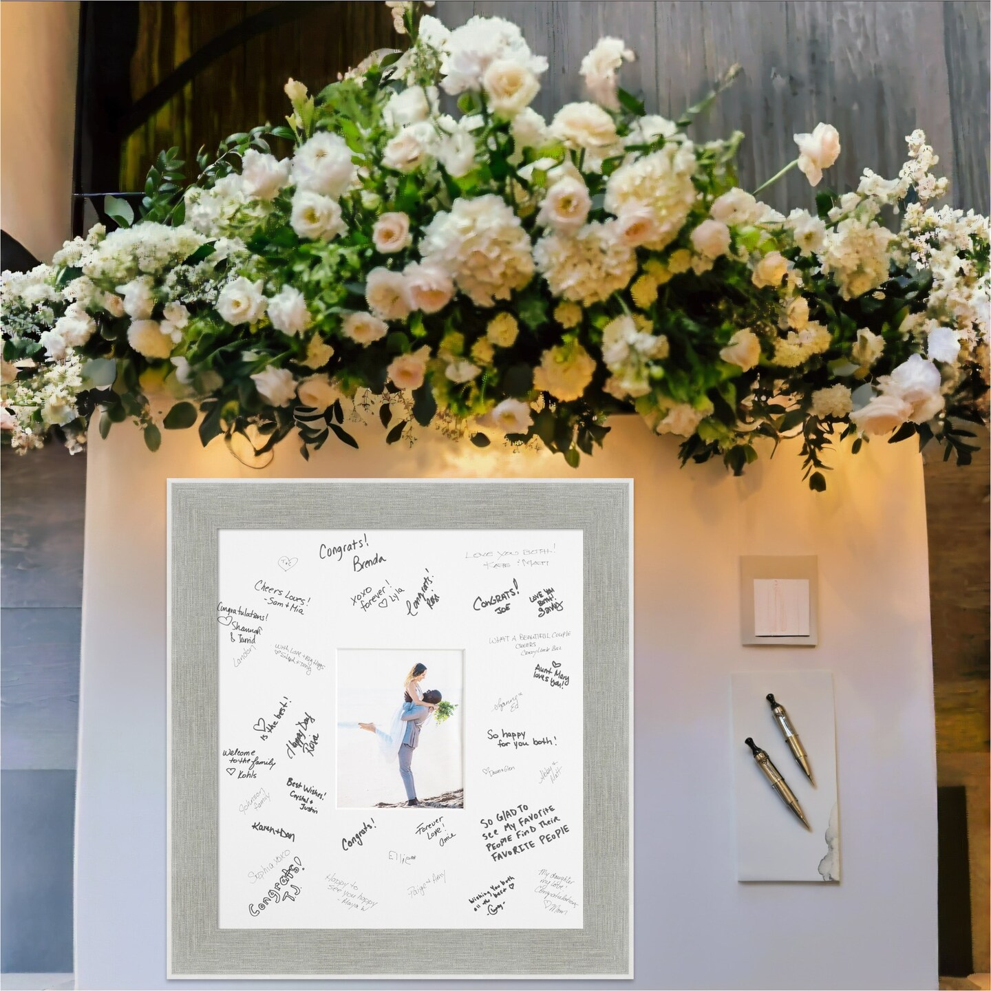 Glam Signature Mat Picture Frame, Photo Frame Wedding Guest Book Alternative, Autograph Picture Mat for Signature Board, Wedding Celebrations Graduations Support Encouragement or Retirement