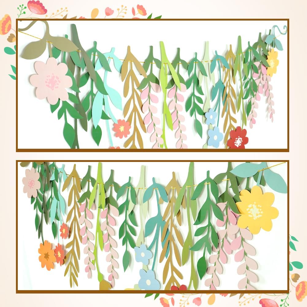 Groovy Boho Flower Banner – Double-Sided Waterproof Wildflower & Leaf Design for Birthday, Garden, Wedding Backdrop, Indoor & Outdoor Party Décor