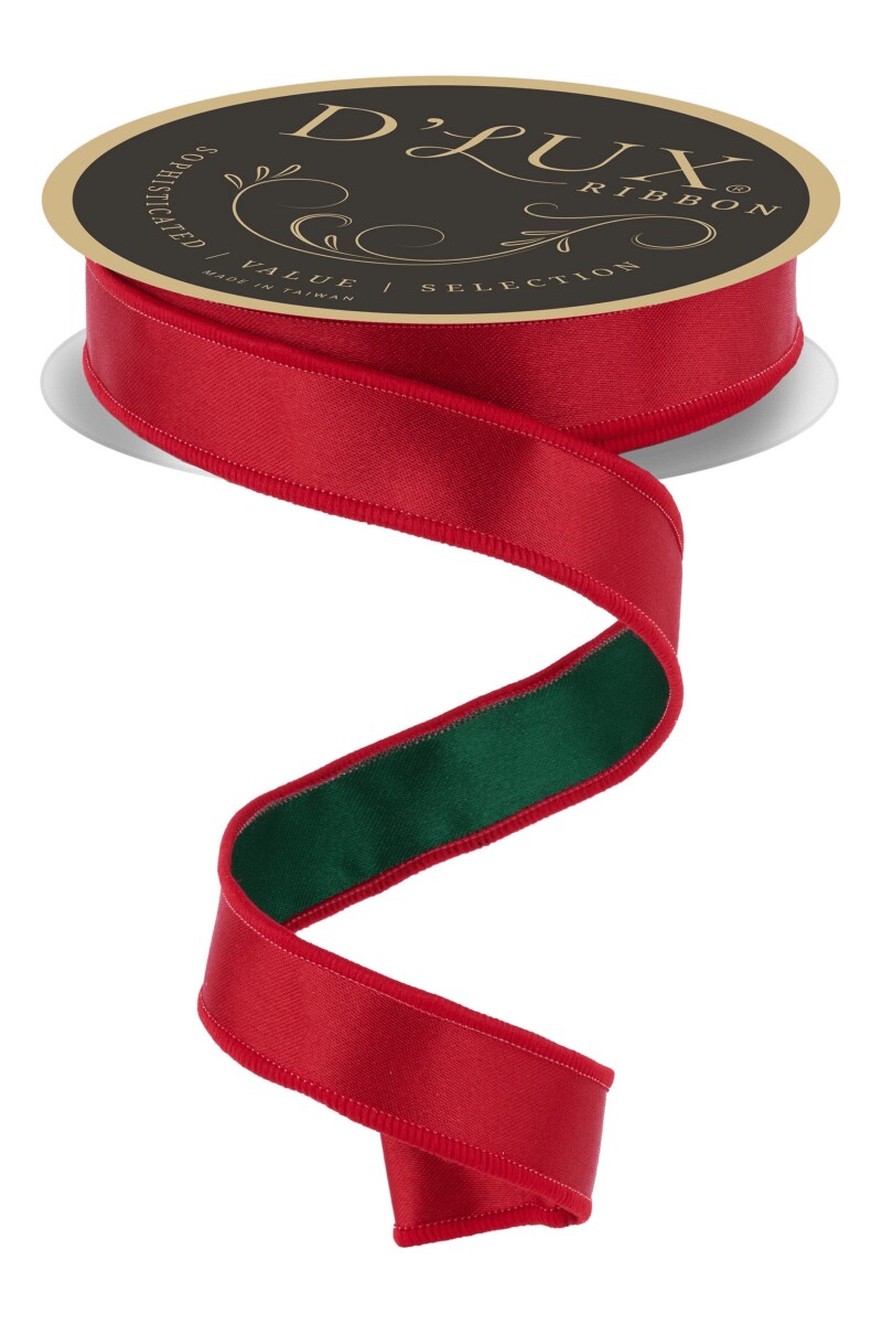 7/8&#x22; Satin Fused Ribbon: Red/Emerald Green (10 Yards)