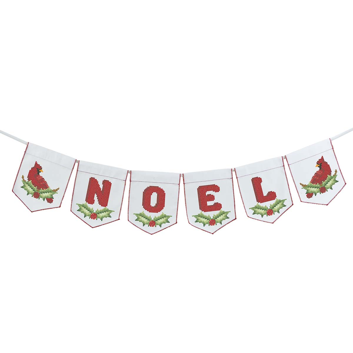 Herrschners Cardinal Noel Pennant Banner Stamped Cross-Stitch Kit