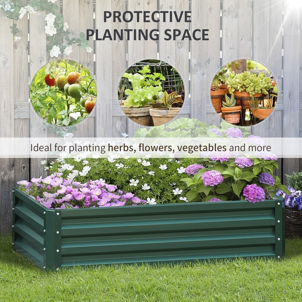 Galvanized Metal Raised Planter Box for Vegetables &#x26; Flowers