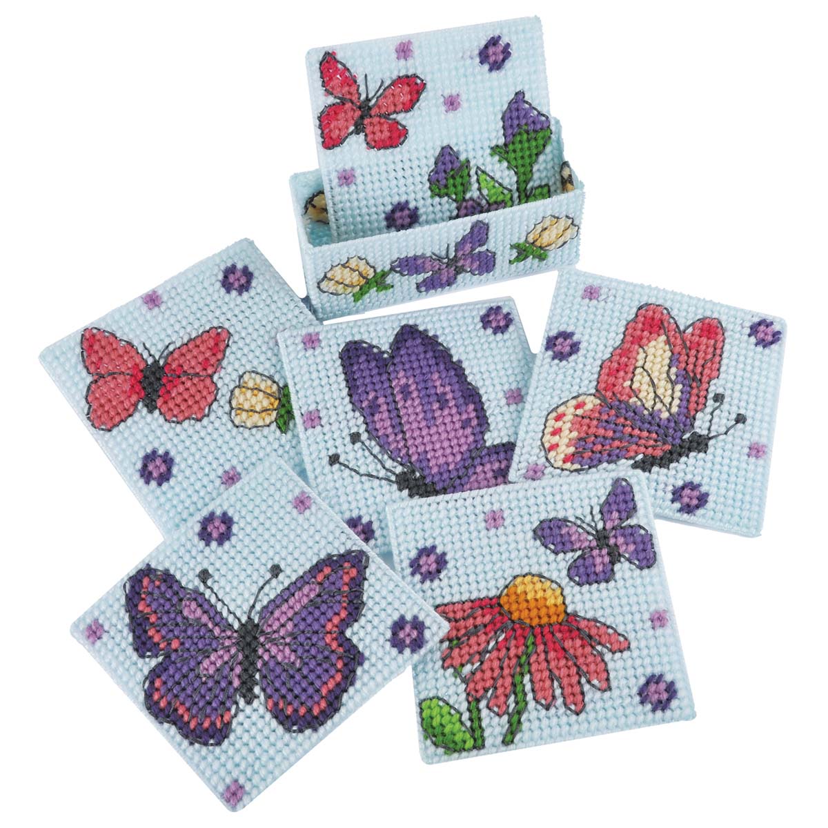 Herrschners  Butterfly Garden Coasters Plastic Canvas Kit