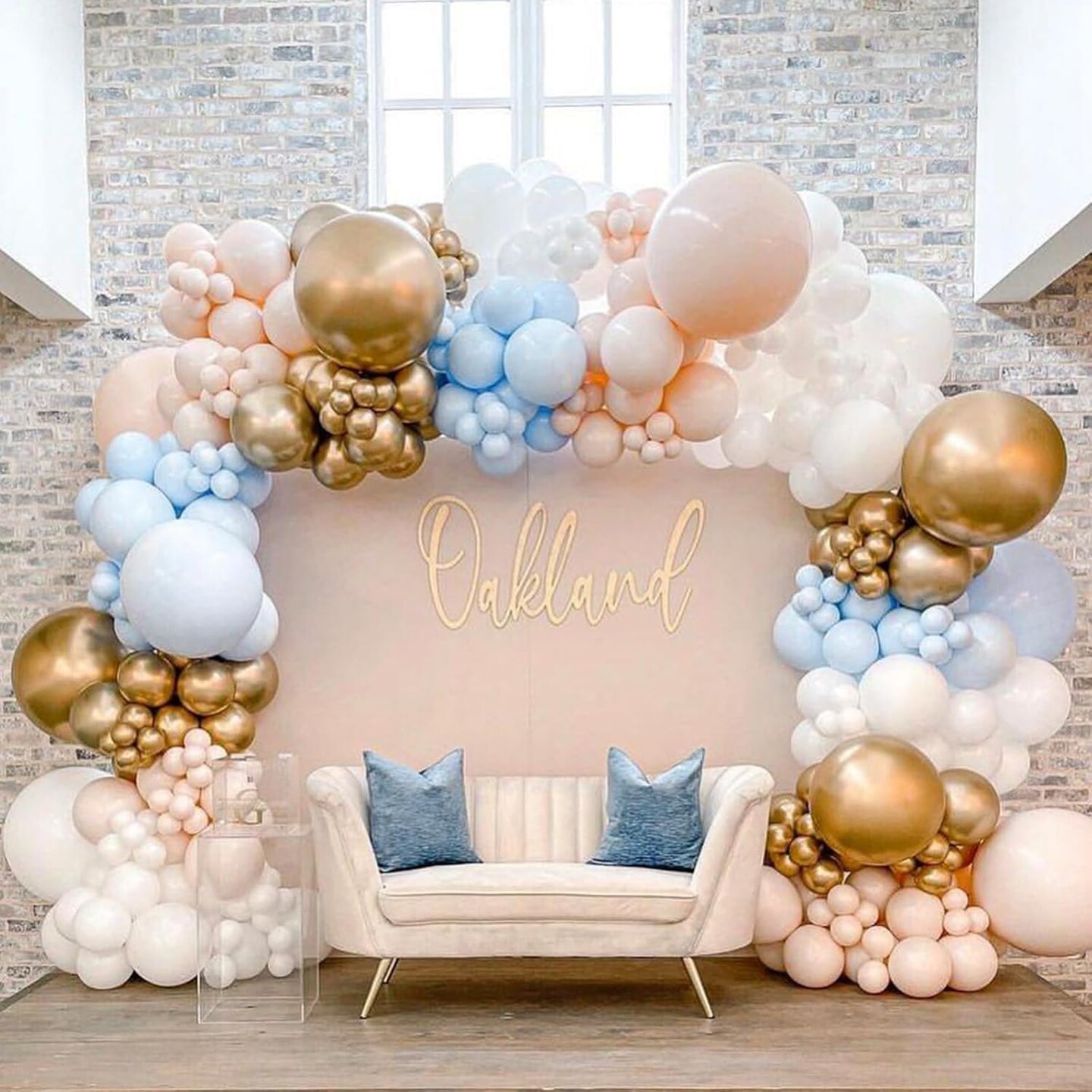 Pastel Blue Balloons Arch Garland Kit, 102PCS 18In 12In 10In 5In Baby Light Blue Balloons Different Sizes for Baby Shower Gender Reveal Party Decorations