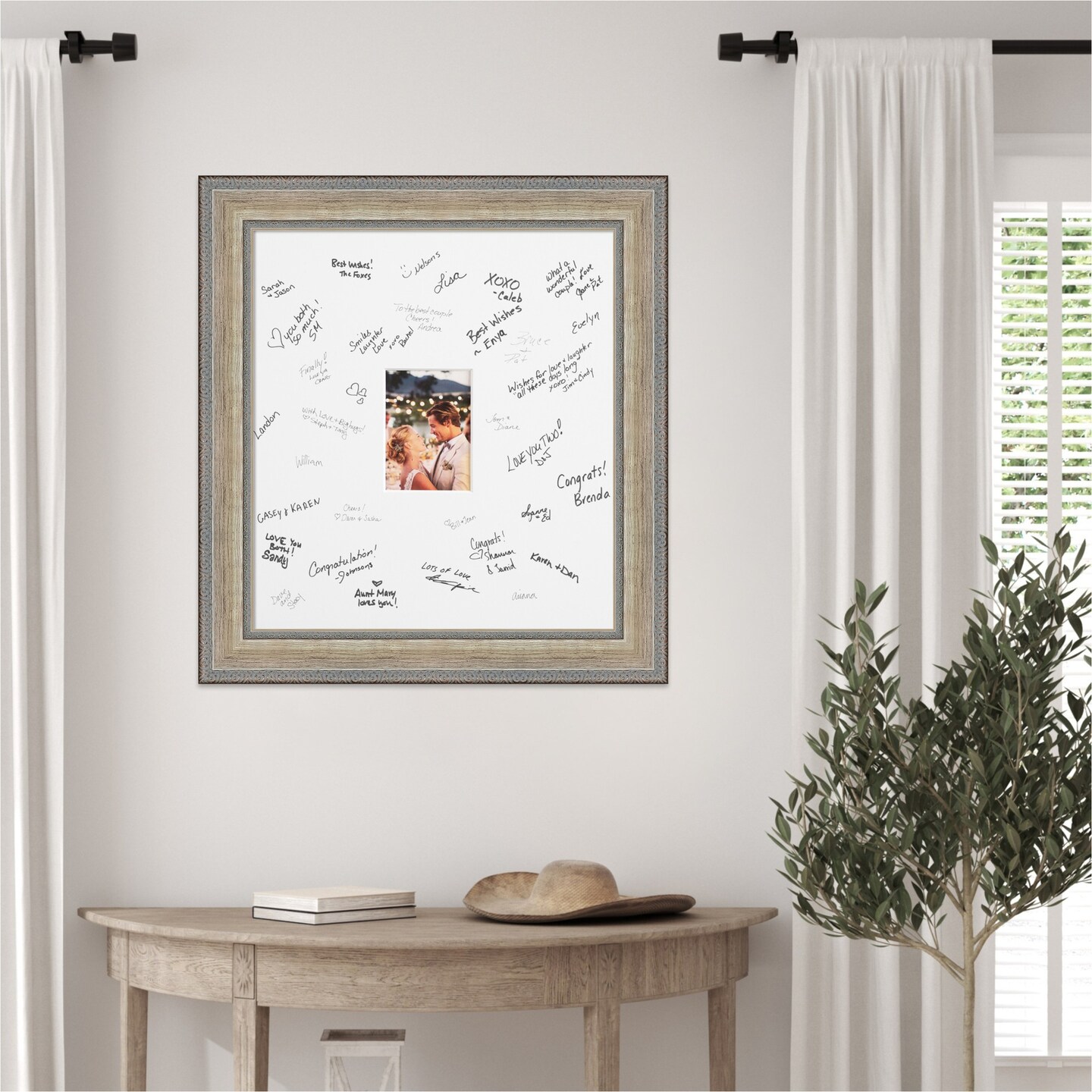 Fleur Signature Mat Picture Frame, Photo Frame Wedding Guest Book Alternative, Autograph Picture Mat for Signature Board, Wedding Celebrations Graduations Support Encouragement or Retirement