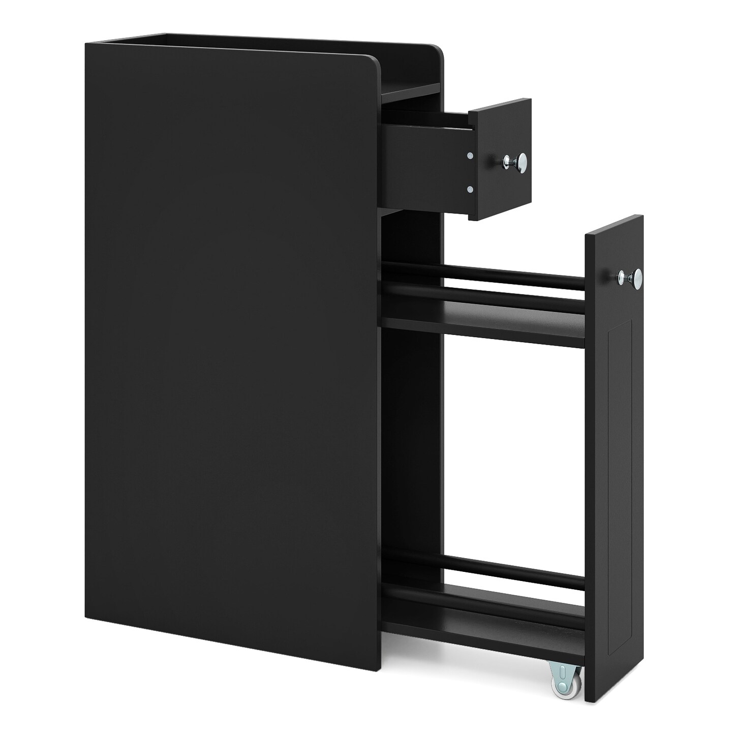 Bathroom Organizer Cabinet 4-Tier with Rolling Slide-Out Drawers