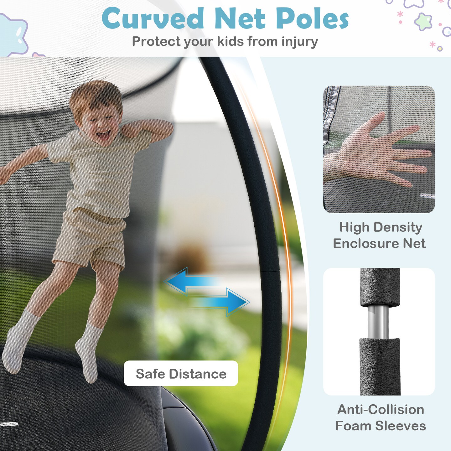 Outdoor 12 ft Trampoline High-Elastic Jump Mat Thick Springs Safety Enclosure