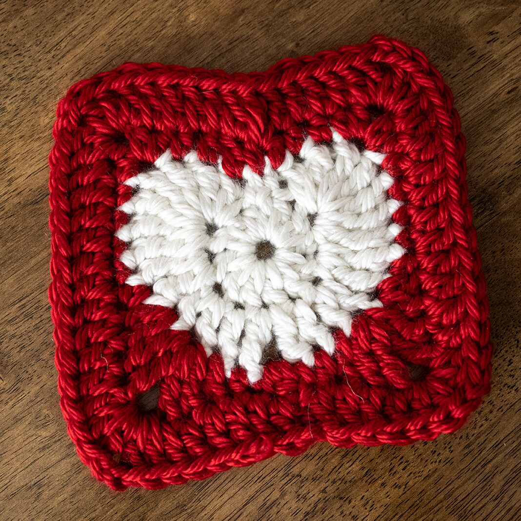 Crochet a Heart Granny Square with Lion Brand
