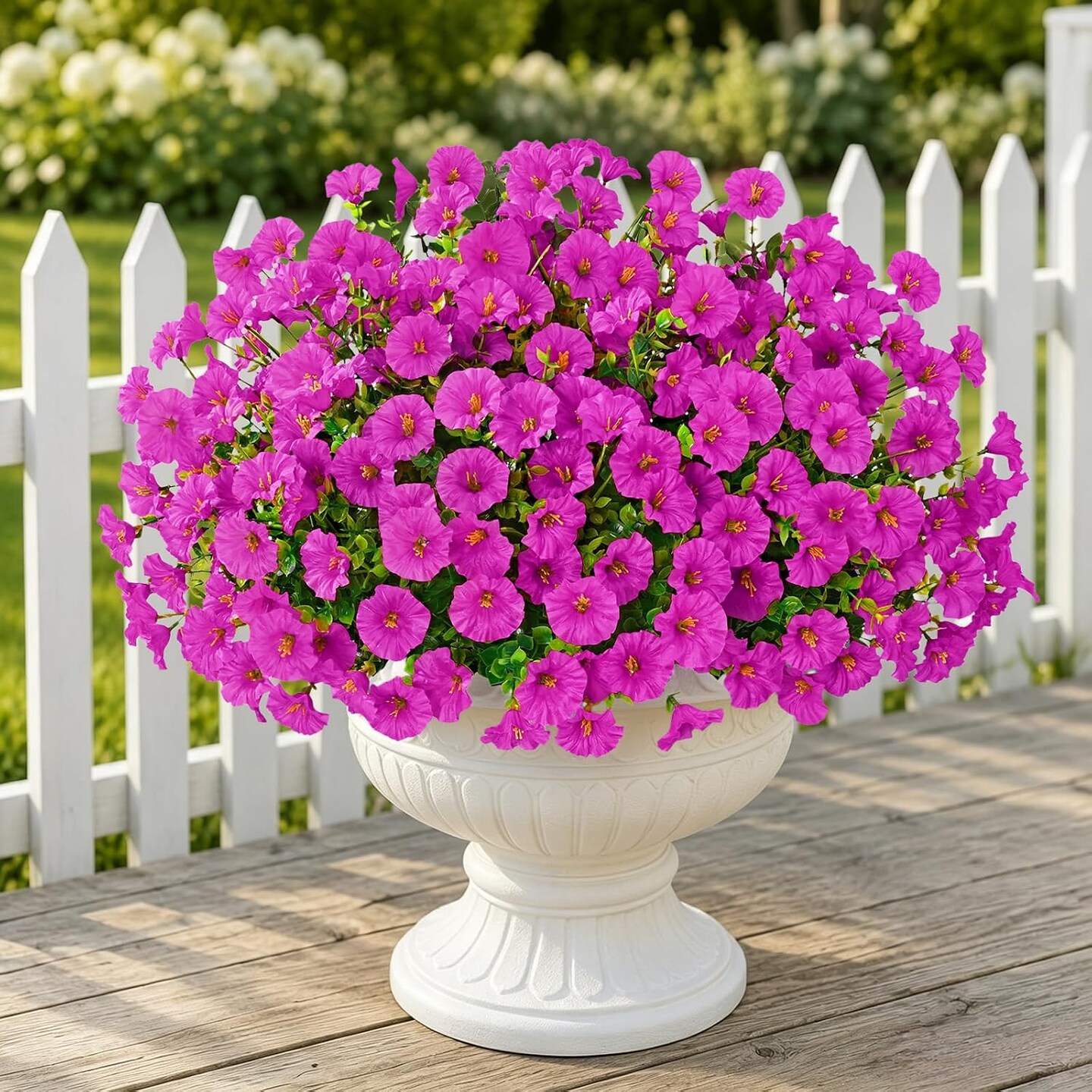 14 Bundles Artificial Flowers for Outdoors - UV Resistant Fuchsia