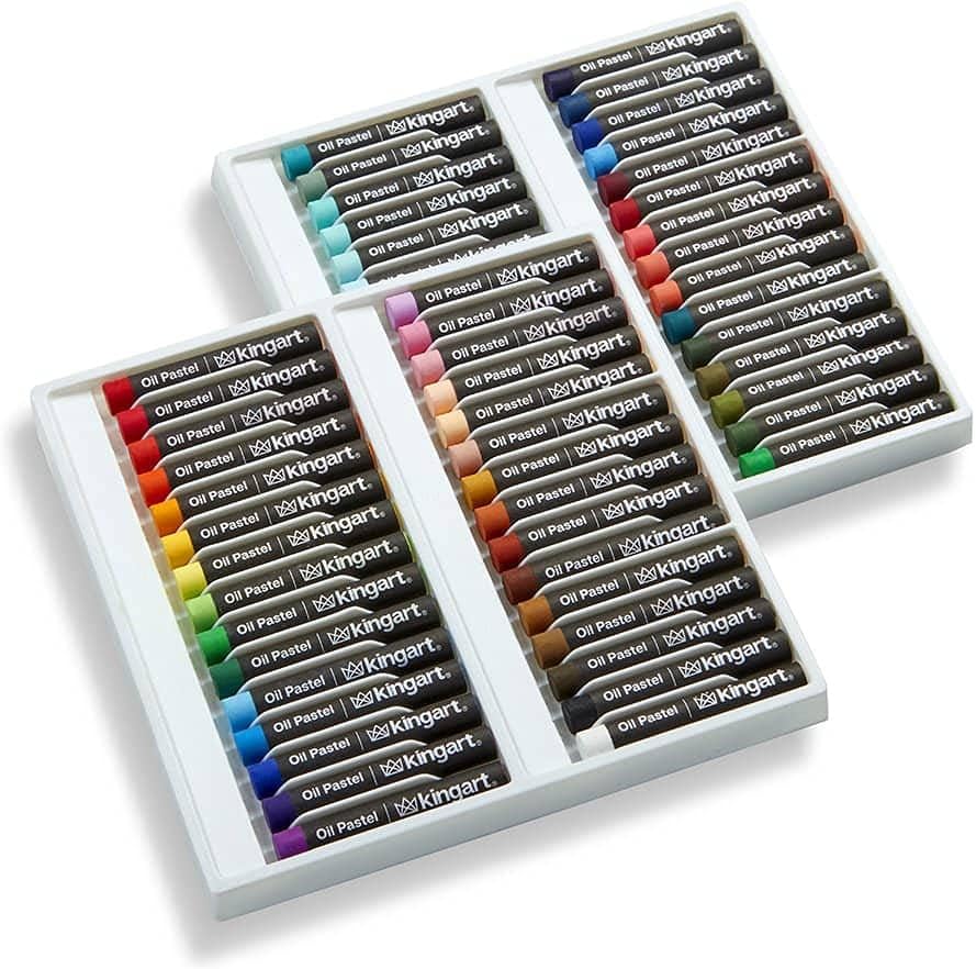 OIL PASTELS, Set of 60 Round Sticks (2.3&#x22; x 0.3&#x22;), Smooth, Vibrant Colors for Paper, Canvas, Wood, Non-Toxic, 60 Colors