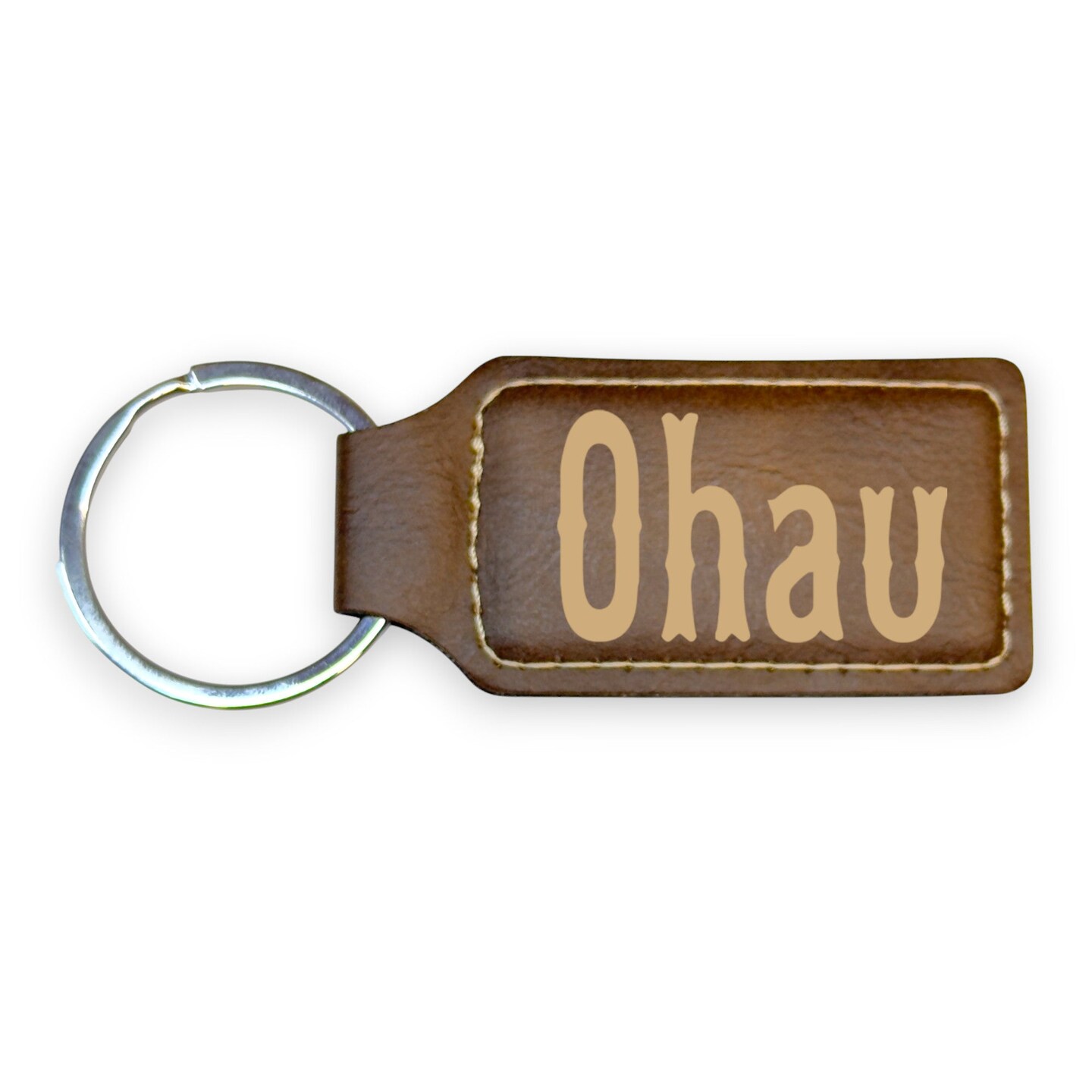 Keychain - Rectangle - Oahu - Leather