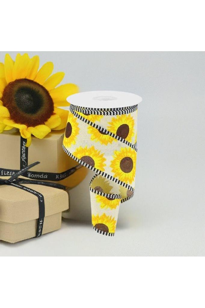 2.5&#x22; Sunflower Thin Stripe Ribbon: Cream (10 Yards)