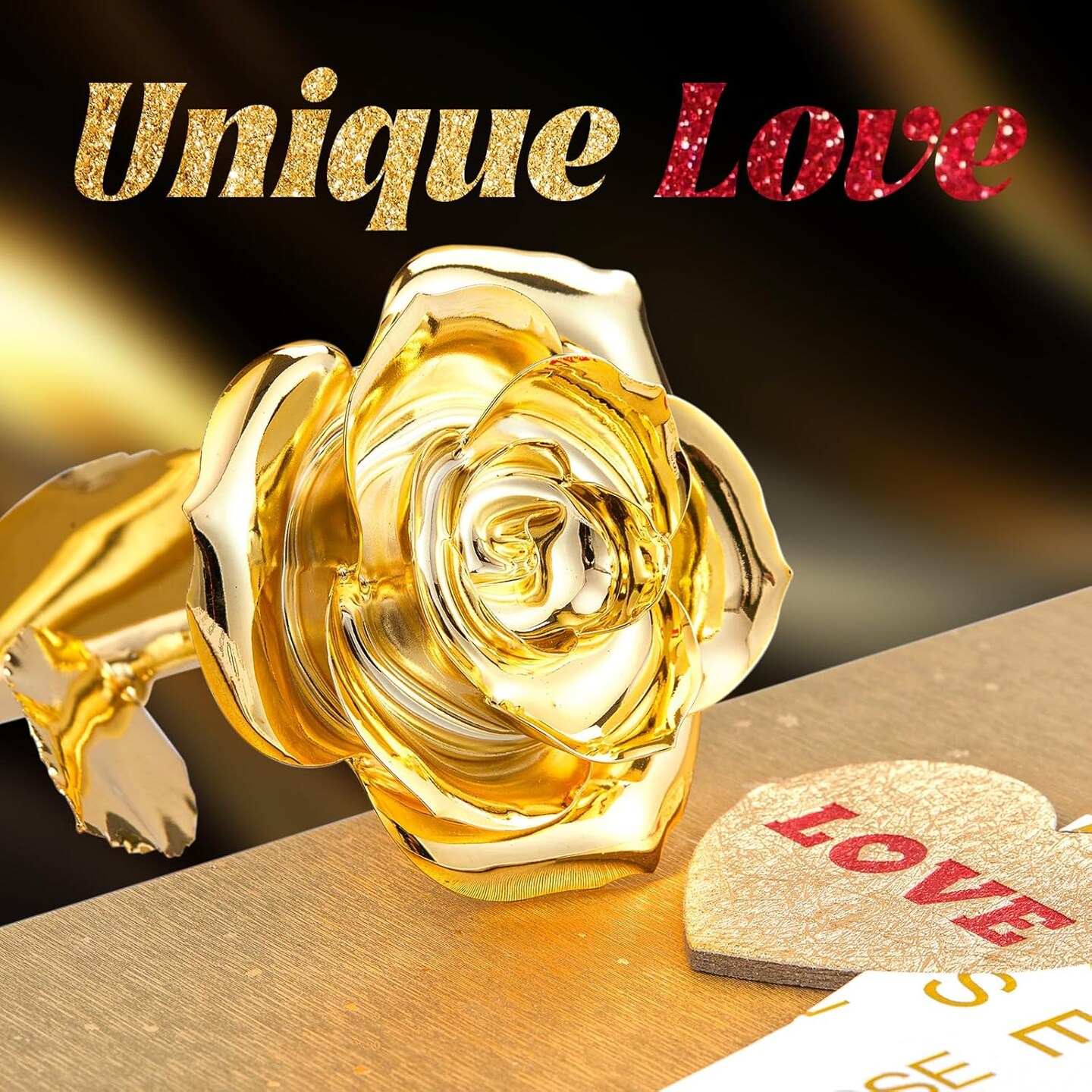 Gold Dipped Real 24K Gold Rose, 1 Pack Infinity Flower Decor Hand Dipped in 24K Romantic Rose Gifts for Women in Her Wife Girlfriend Birthday Anniversary Valentines Mothers Day Christmas(Gold)