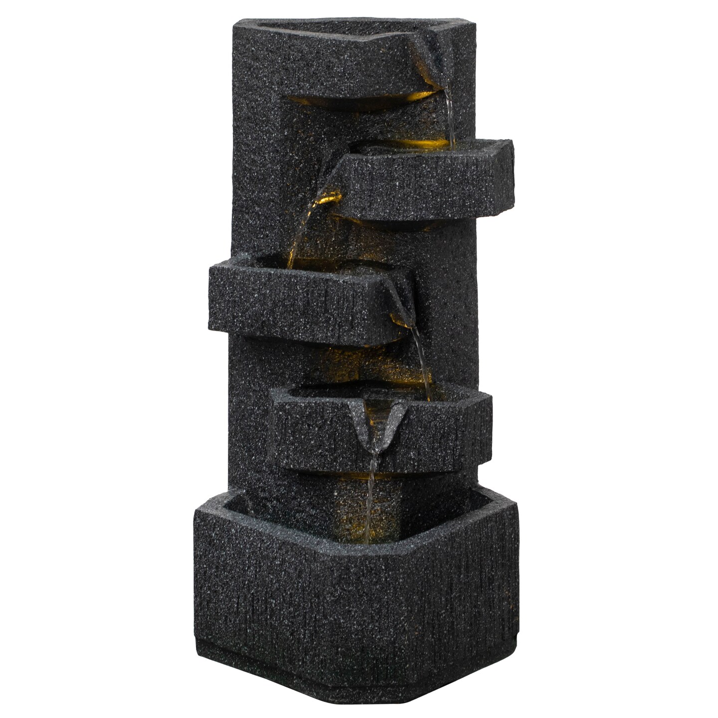 Gardenised Water Fountain with LED Light for Indoor and Outdoor Accent with Soothing Waterfall Sound Ideal for Home Office Patio Backyard Deck Porch Balcony and Tabletop Display, Modern Steps Flow