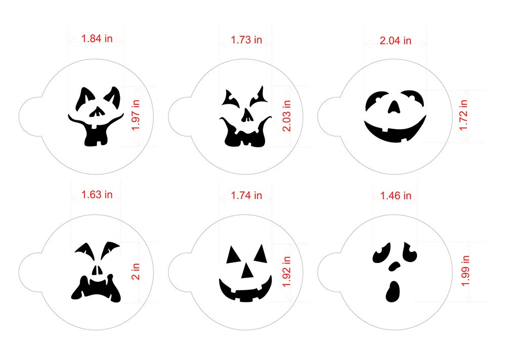 Pumpkin Halloween Faces Cookie Stencils | C178 by Designer Stencils | Cookie Decorating Tools | Baking Stencils for Royal Icing, Airbrush, Dusting Powder | Reusable Plastic Food Grade Stencil for Cookies | Easy to Use &#x26; Clean Cookie Stencil