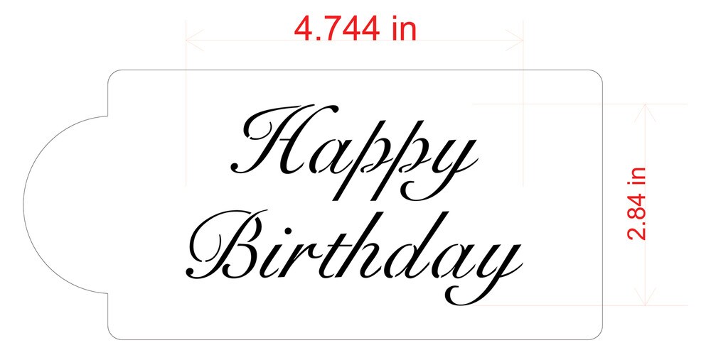 Fancy Happy Birthday Cake Stencil | C241 by Designer Stencils | Cake Decorating Tools | Baking Stencils for Royal Icing, Airbrush, Dusting Powder | Reusable Plastic Food Grade Stencil for Cakes | Easy to Use &#x26; Clean Cake Stencil