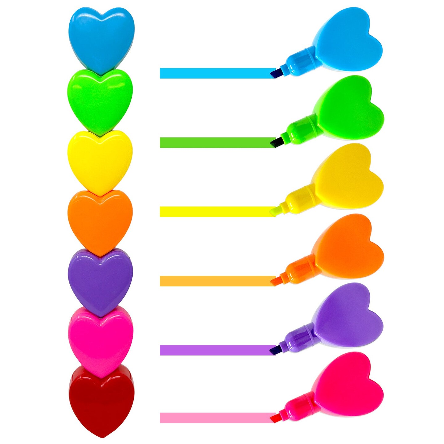 Wrapables Mini Stackable Highlighters, Cute Multi-color Markers, Hearts