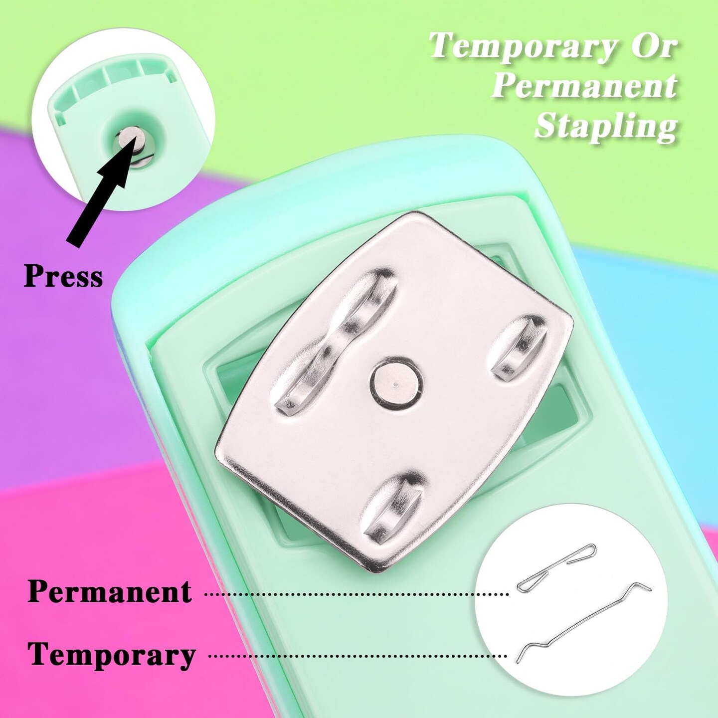 Green Office Desktop Stapler, 80 Staples, 20 Sheet Capacity, Vibrant Style