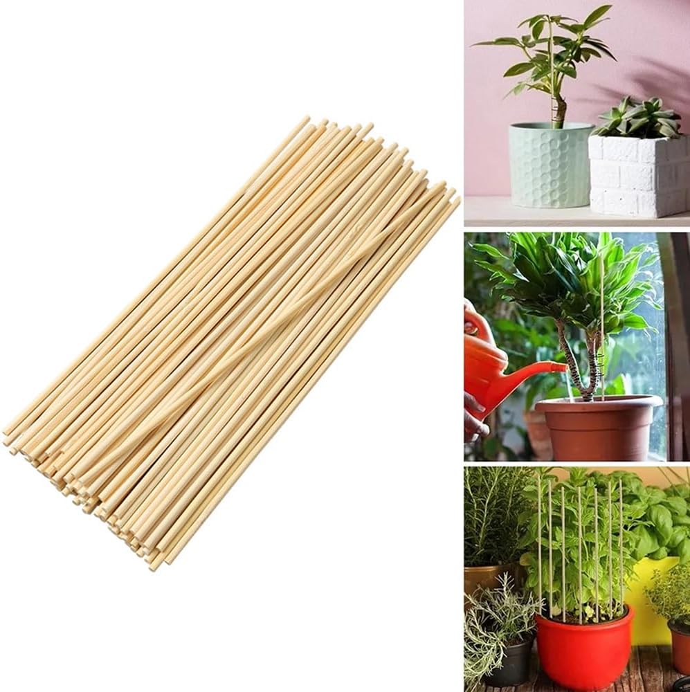 400 Bamboo Dowel Rods – 1/8"x12" Unfinished Round Sticks for DIY Crafts & Plant Support