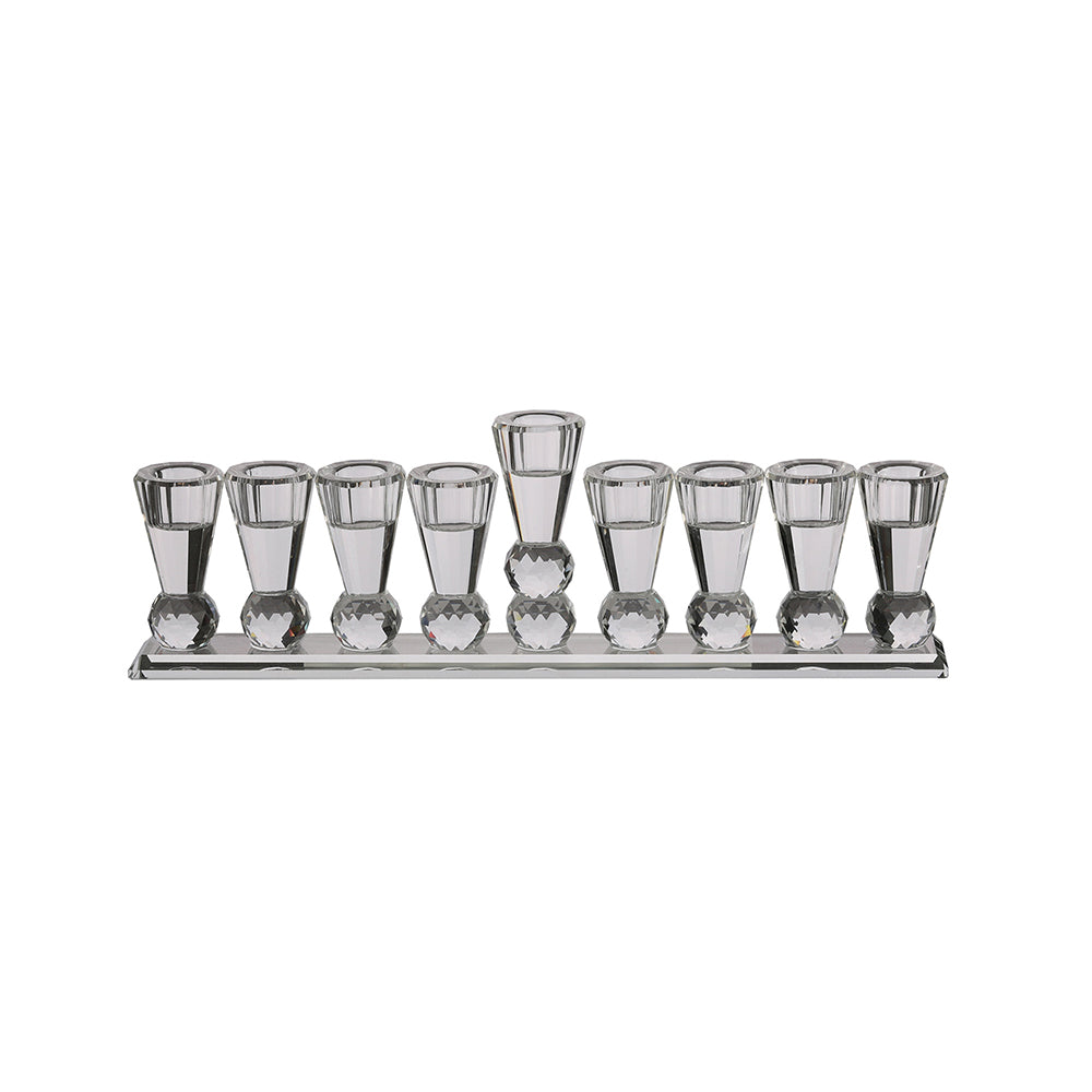 Flat Base Crystal Menorah By Kinor Decor