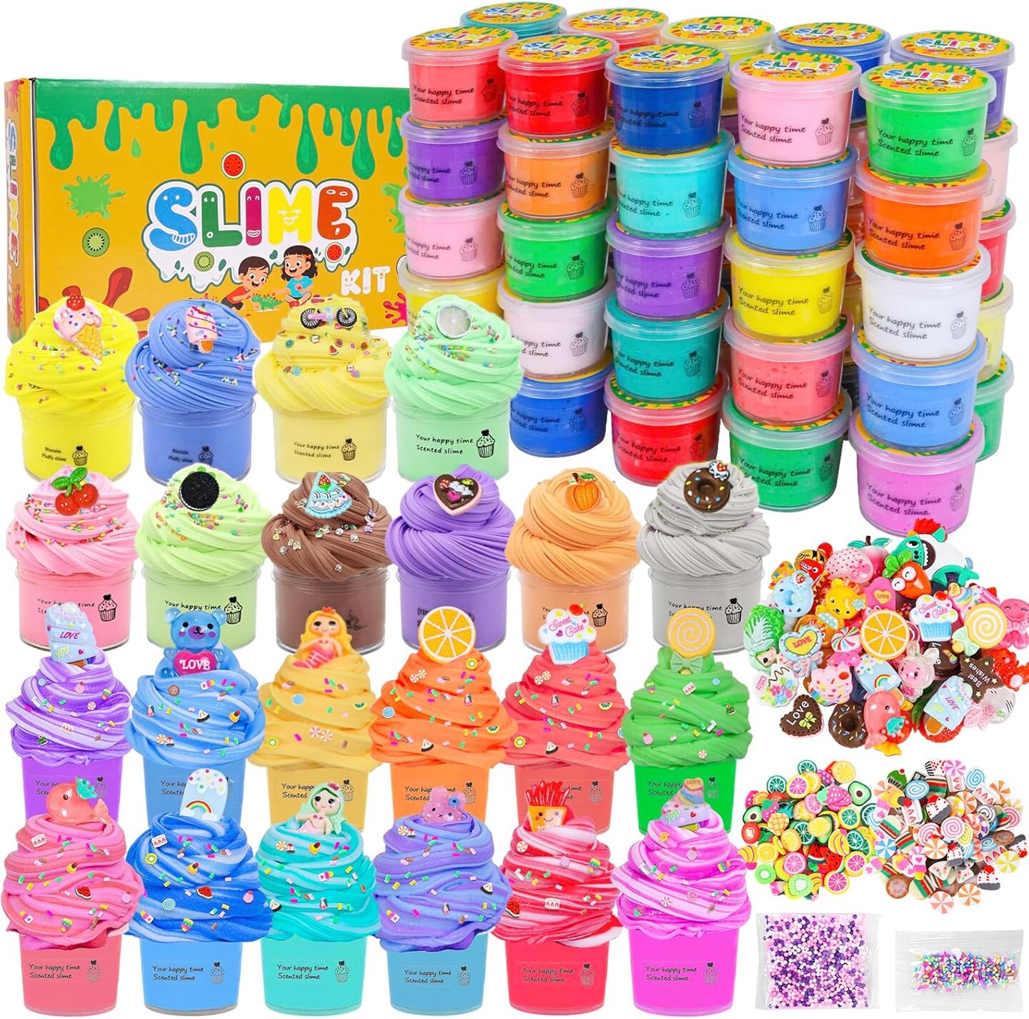 50 Pack Mini Butter Slime Kit, Scented Slime for Girls and Boys, Soft &#x26; Non-Sticky Cotten Candy Fruit Slime Party Favor Gifts, DIY Putty Stress Relief Toy for Kids