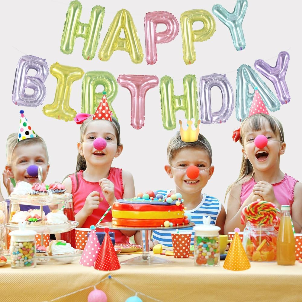Happy Birthday Balloons Banner 16 Inch Mylar Foil Letters Birthday Sign Bunting for Girls Boys Kids &#x26; Adults Birthday Decorations and Party Supplies&#xFF08;Different Color&#xFF09;