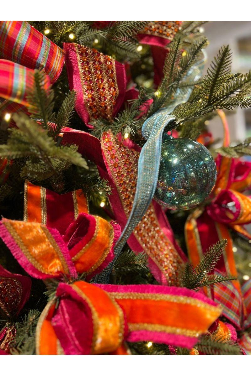 1&#x22; Metallic Dupion Duchess Jewel Ribbon: Hot Pink/Orange (5 Yards)