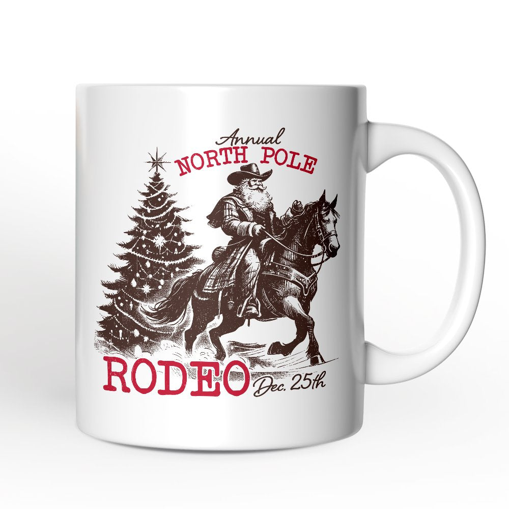 Annual North Pole Rodeo Mug, Funny Cowboy Santa Christmas Gift