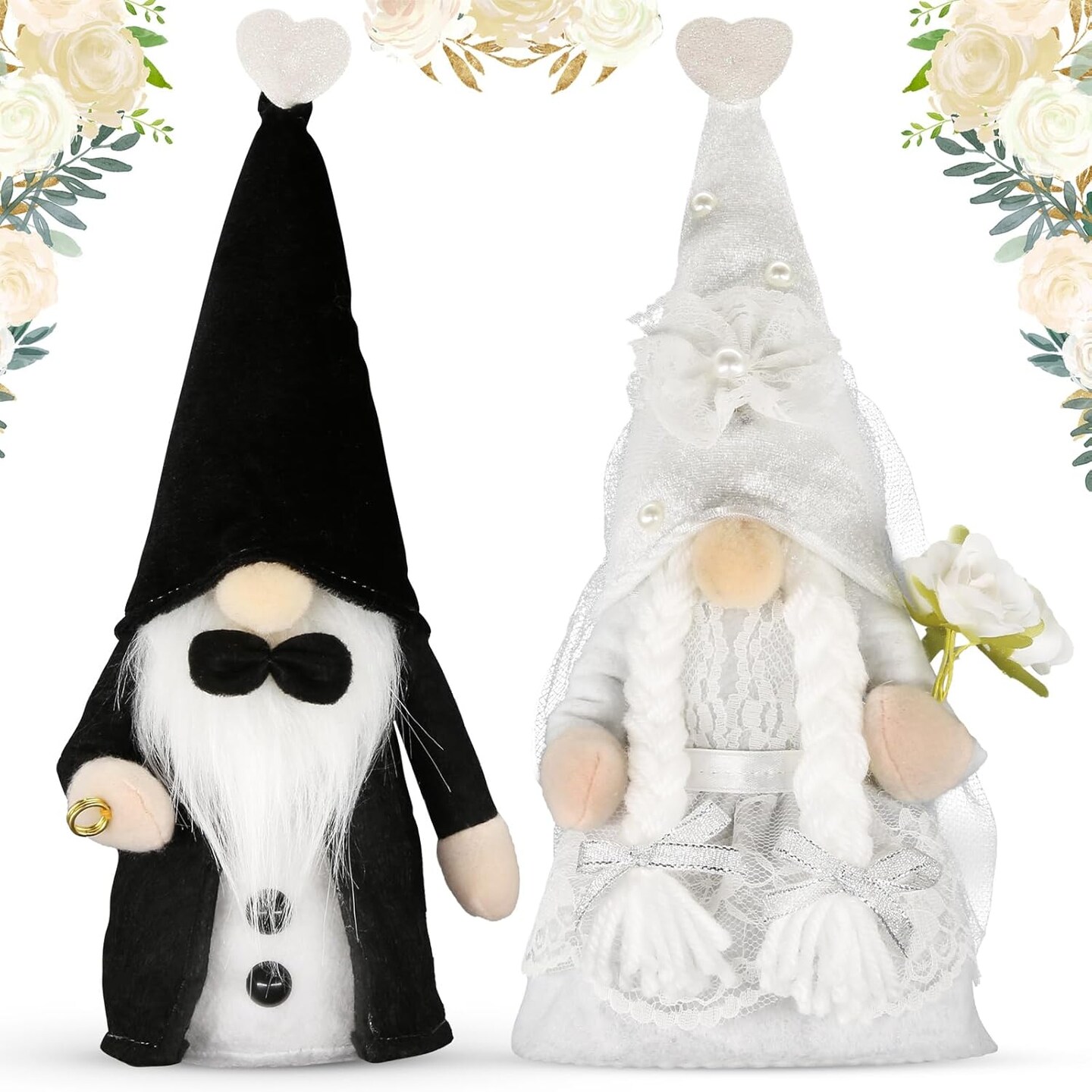 Engagement Gifts for Couples – Bride & Groom Plush Gnomes for Newly Engaged Couples – Wedding & Married Gnome Figurines – Cute Happy Engagement Gift for Bride and Groom