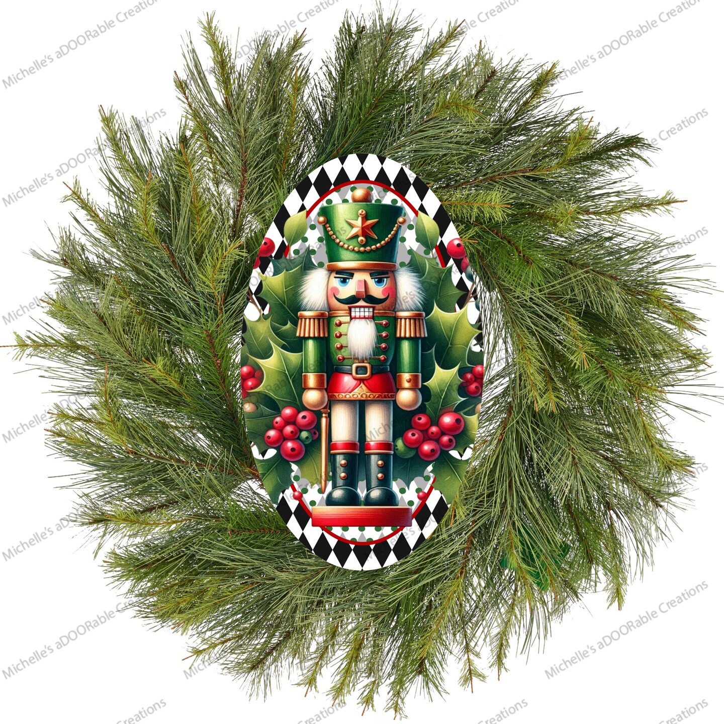 Traditional Red Green Oval Nutcracker Sign