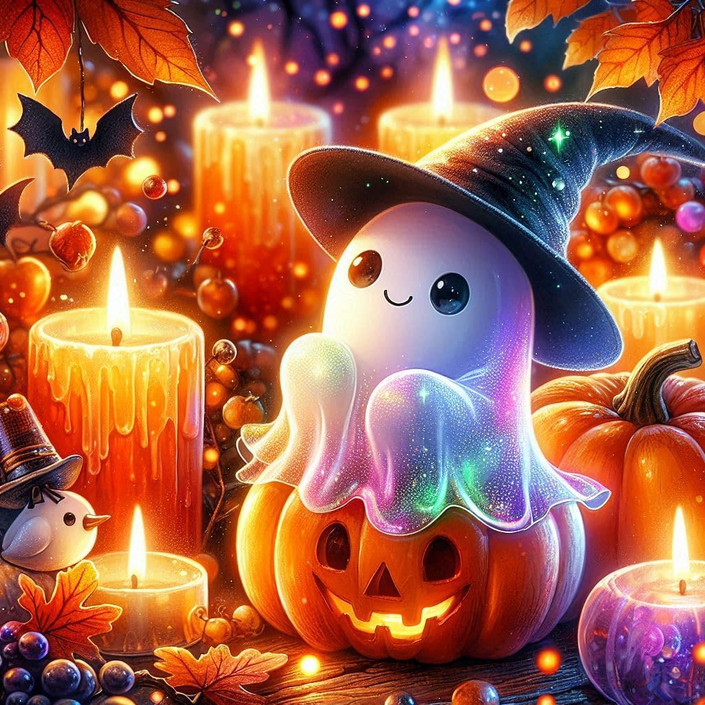 Halloween Ghost Diamond Art Kits for Adults, 5D Full Round Drill