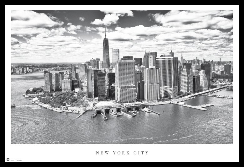 New York City Airview Poster, Color: Multicolor, Size: Framed (36