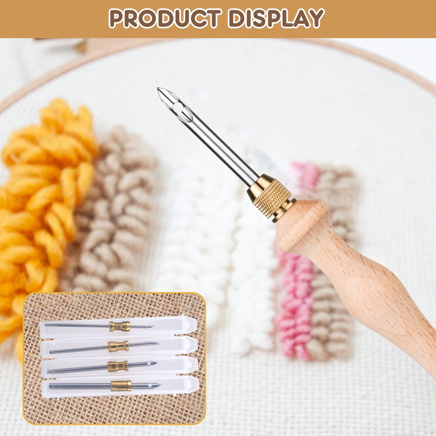 Punch Needle Kit with Storage Box,Adjustable Punch Needle Tool with 5 Different Metal Needles,Embroidery Punch Needle Set Adults Beginner for DIY Craft,Perfect for Decoration and Gifts