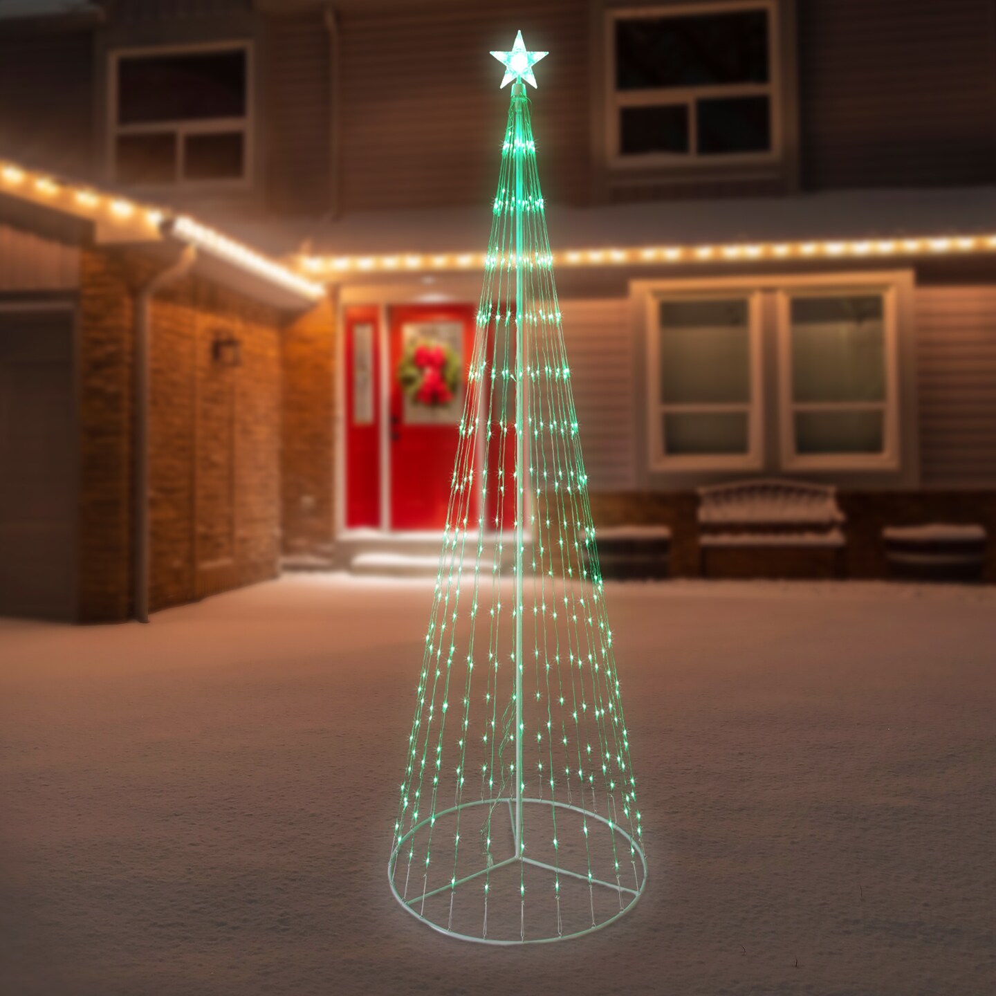 Northlight LED Lighted Show Cone Christmas Tree with Star Outdoor Decoration - 12' - Green