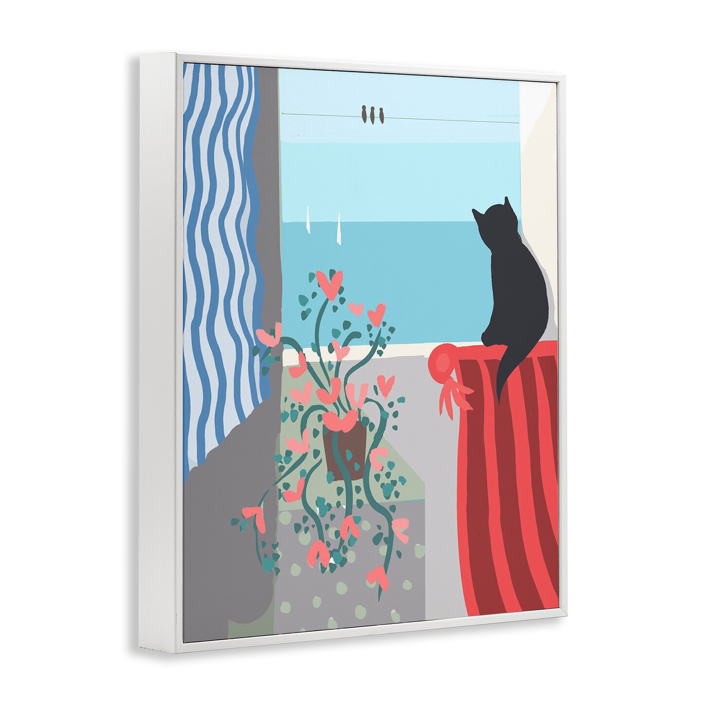 Stupell Industries Window Beach View Framed Giclee Wall Art Design by Betty Boynes