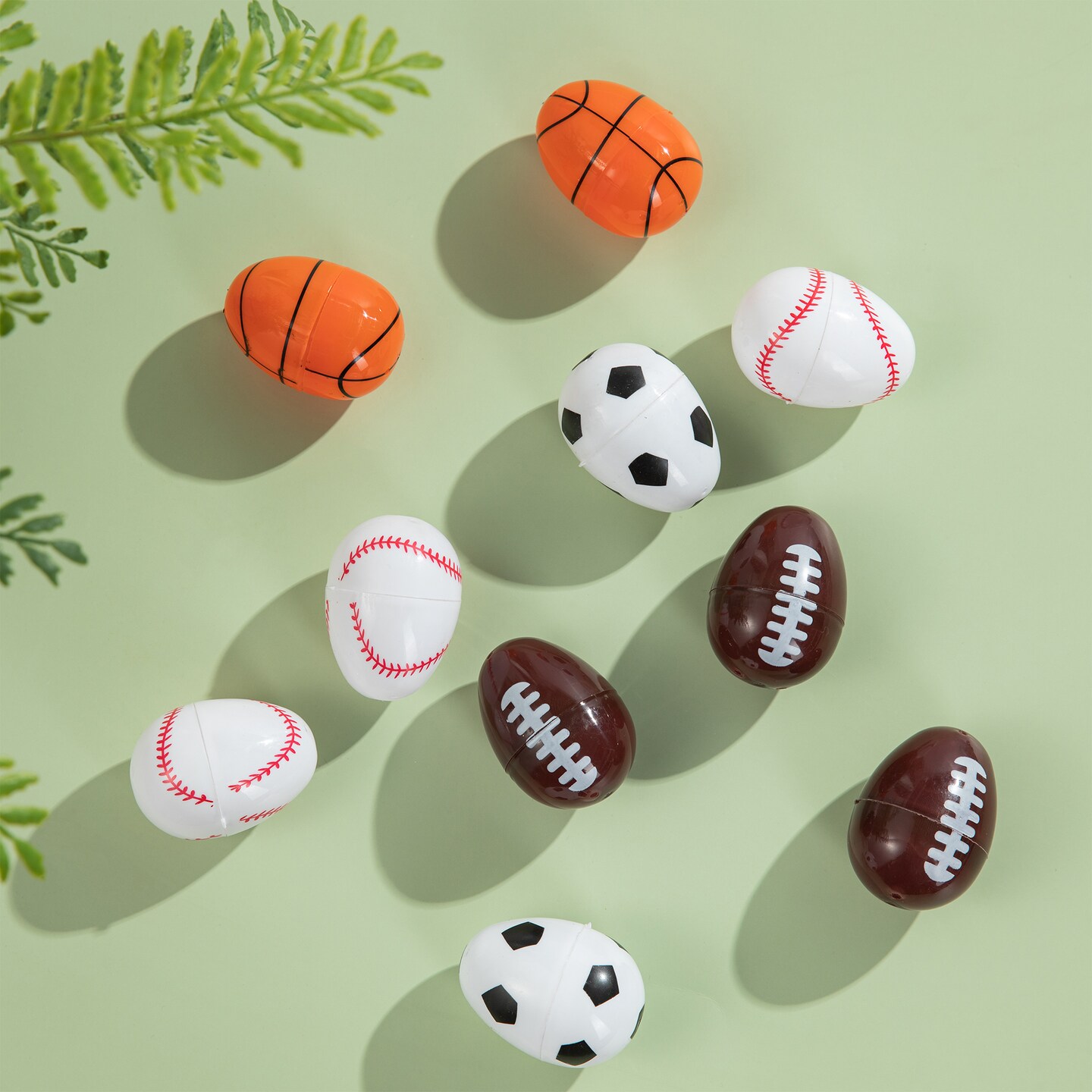48PK 2.25&#x22;H Easter Plastic Fillable Sports Eggs, 12 of Each (Basketball, Football, Baseball, Soccer)