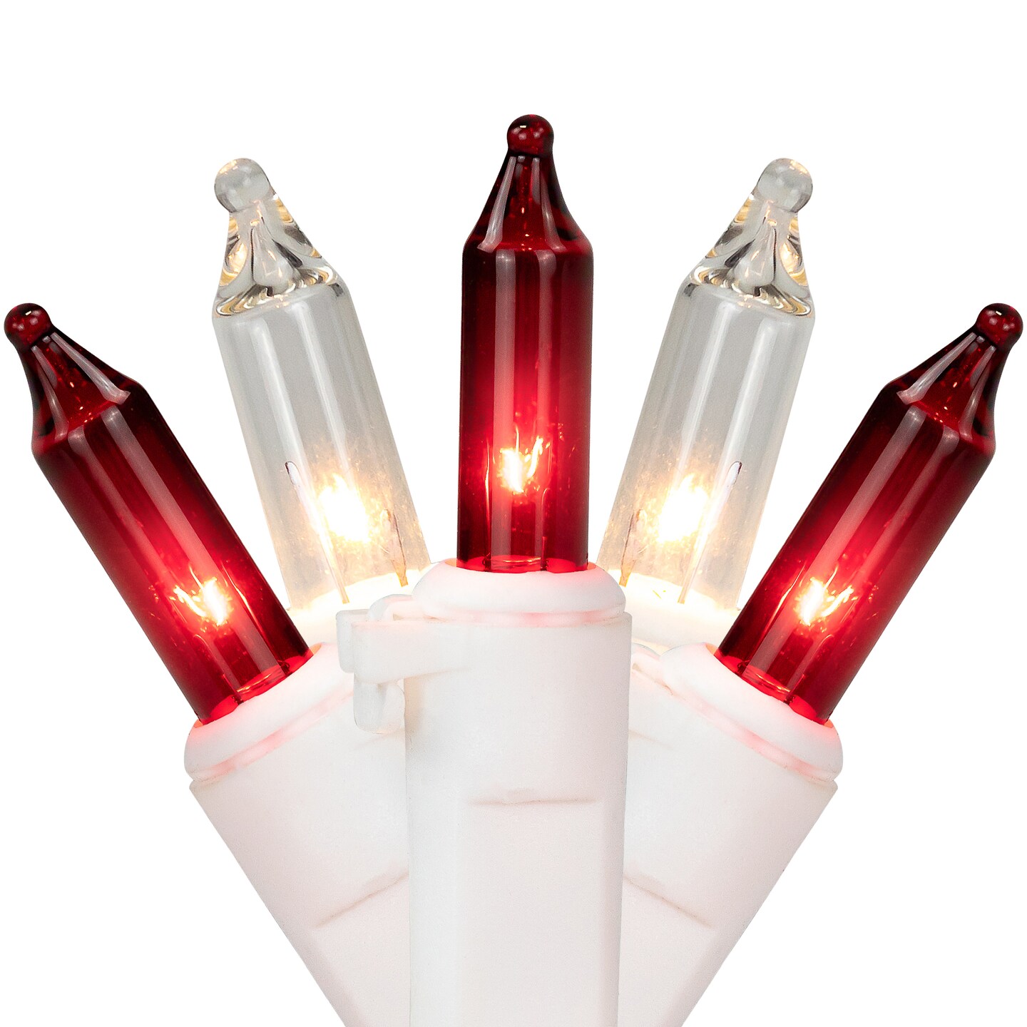 Northlight Mini Incandescent Christmas Lights - Red and Clear - 7' White Wire - 35ct